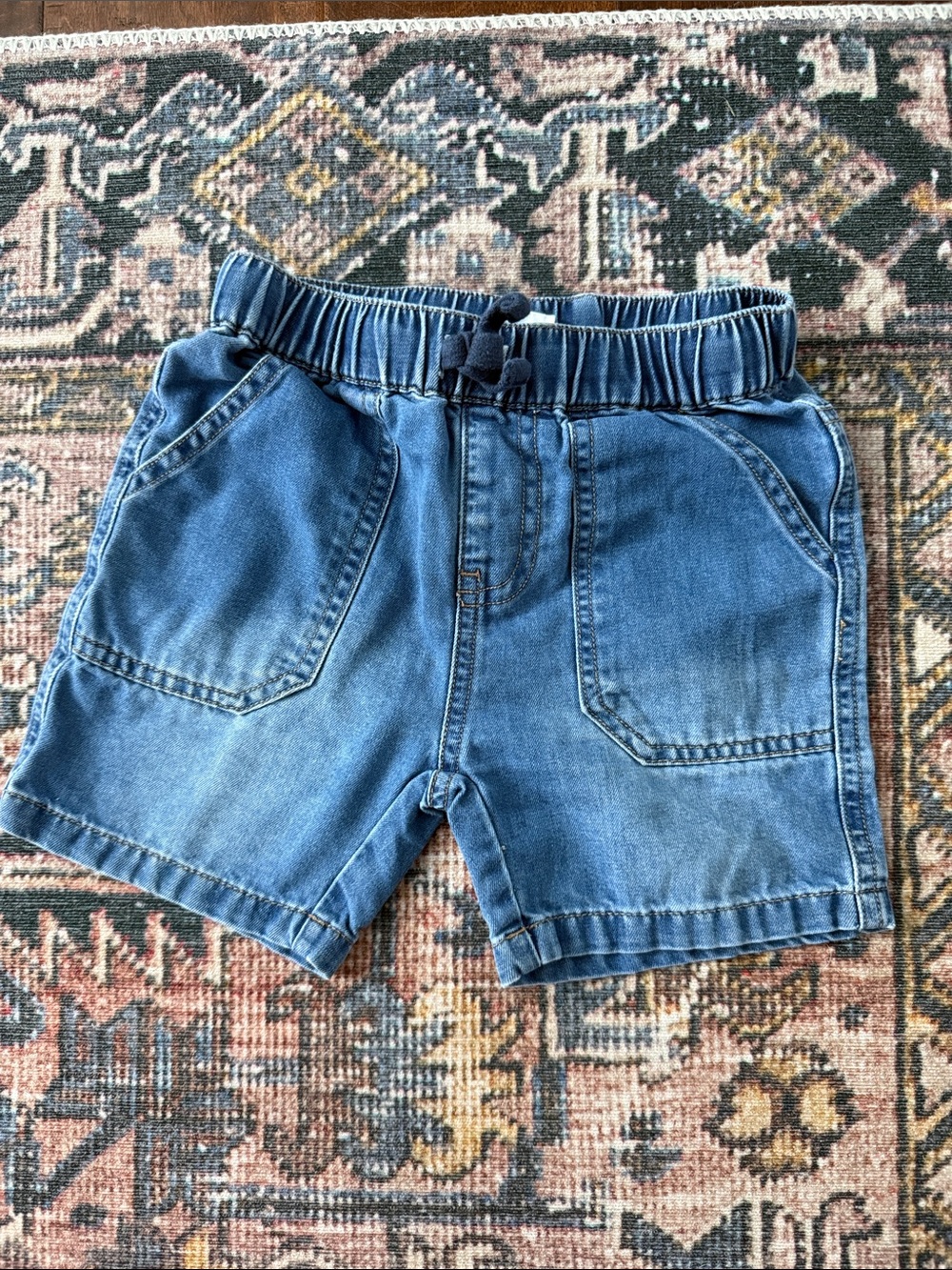 deux par deux Denim Elastic-Waist Shorts in Blue